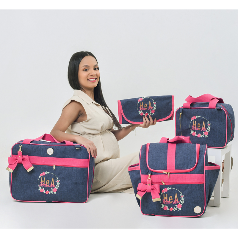 Kit Bolsas Maternidade Menina Personalizada Jardim Encantado Mala Luxo Pink